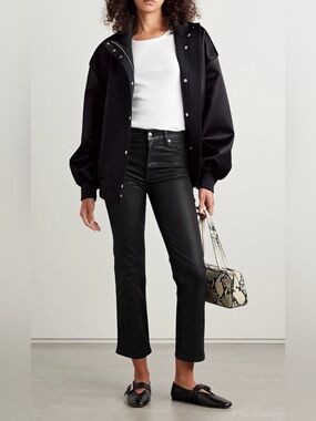 Le Sleek coated high-rise straight-leg jeans